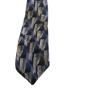 J. Garcia Geometric Blue & Gray Silk Tie – Landscape Collection